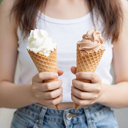 Young Woman Holding Ice Cream Cones