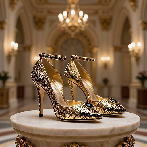Regal Gold and Black Armor Heels