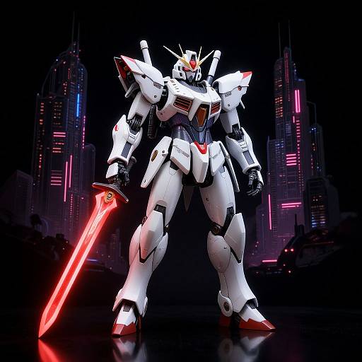 Futuristic White Mecha Knight