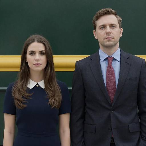 Portrait of Two People Against Green Wall