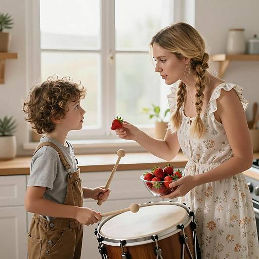 Playful Kitchen Moments with Strawberries