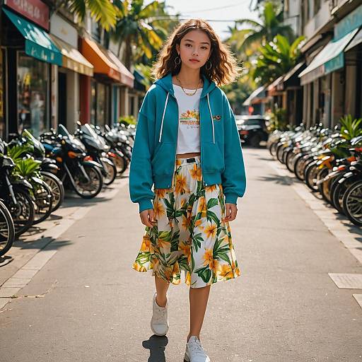 Trendy Teen Fashion on Sunny Street
