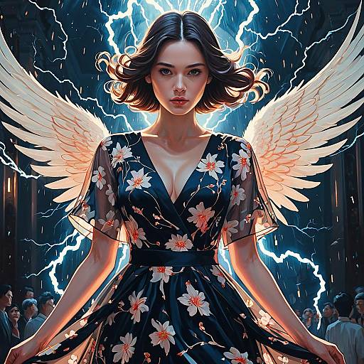 Majestic Angel Portrait with Thunder Elements