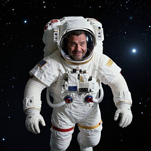 Classic White-Gold Astronaut Floating