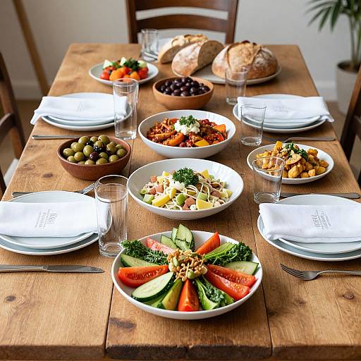 Elegant Mediterranean Feast on Rustic Table