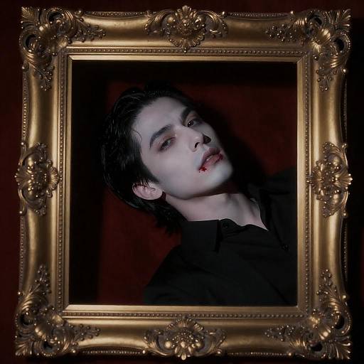 Intriguing Portrait in Ornate Mirror