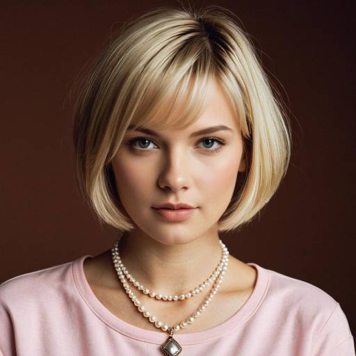 Realistic Blonde Bob with Pearl Necklace