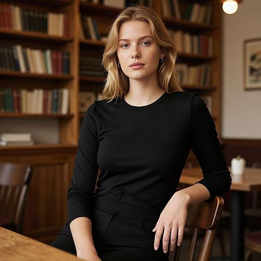 Confident Woman in Cozy Café