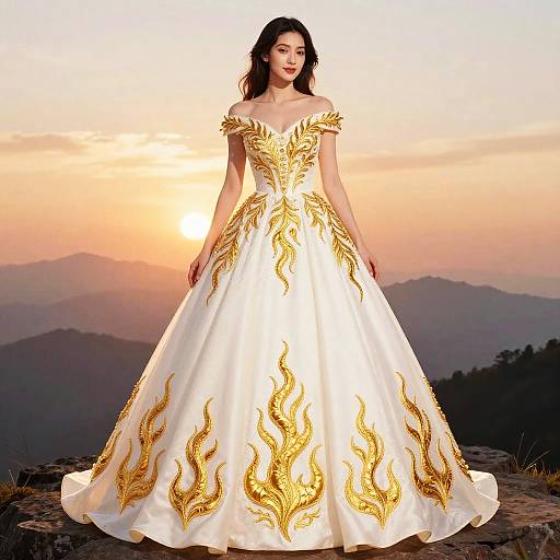 Goddess in Stars and Flames Gown