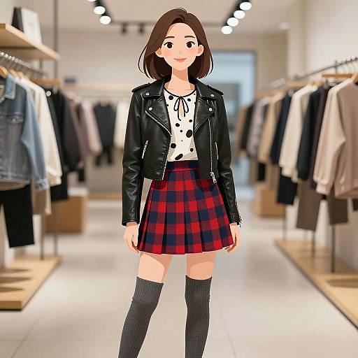 Smiling Woman in Urban Chic Outfit