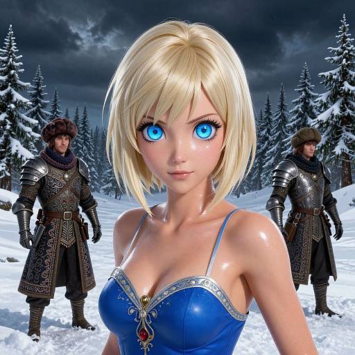 Anime Girl Casting Blue Water Magic