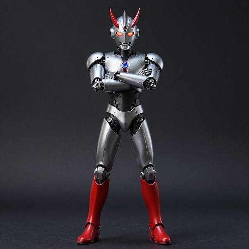 Futuristic Humanoid Robot with Red Accents