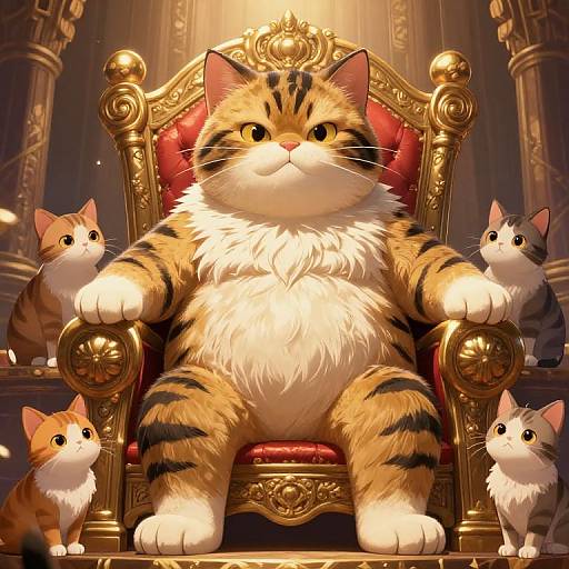 Gigachad Cat on Throne