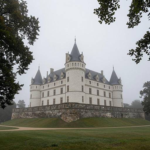 Majestic Castle on a Foggy Hill