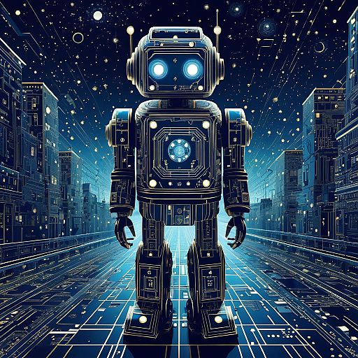Robot Circuit Board in Starry Night Scene