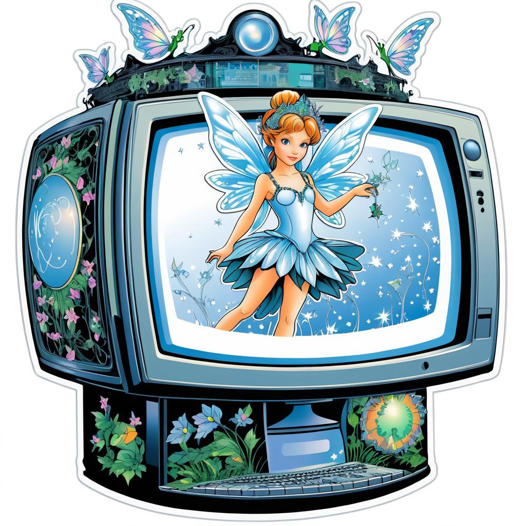 Vintage CRT Fairy Sticker Design