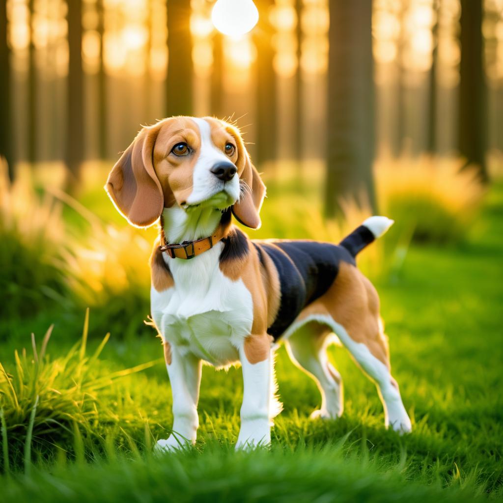 Enchanting Beagle at Sunset in Forest