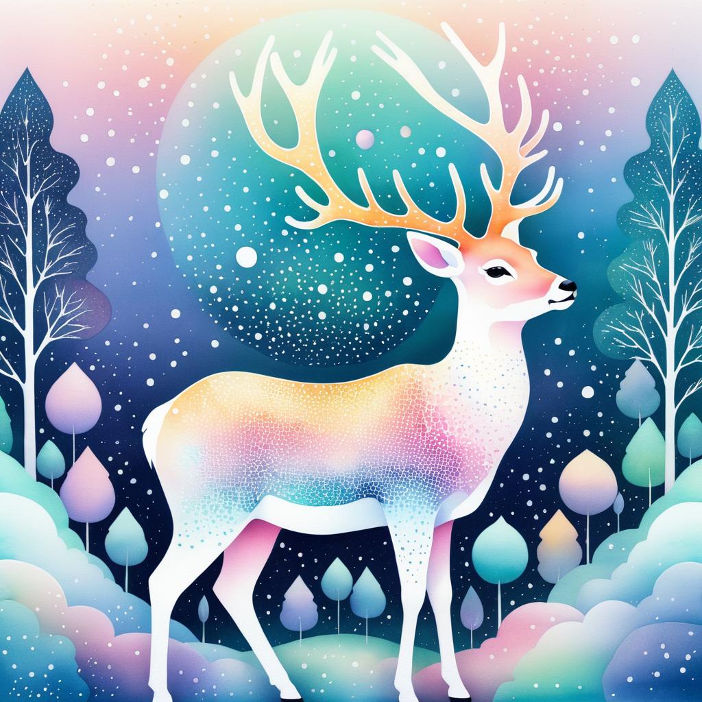 Playful Pastel Deer in Whimsical Art