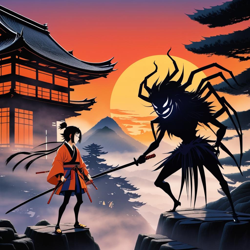 Jorogumo Meets Samurai at Sunset