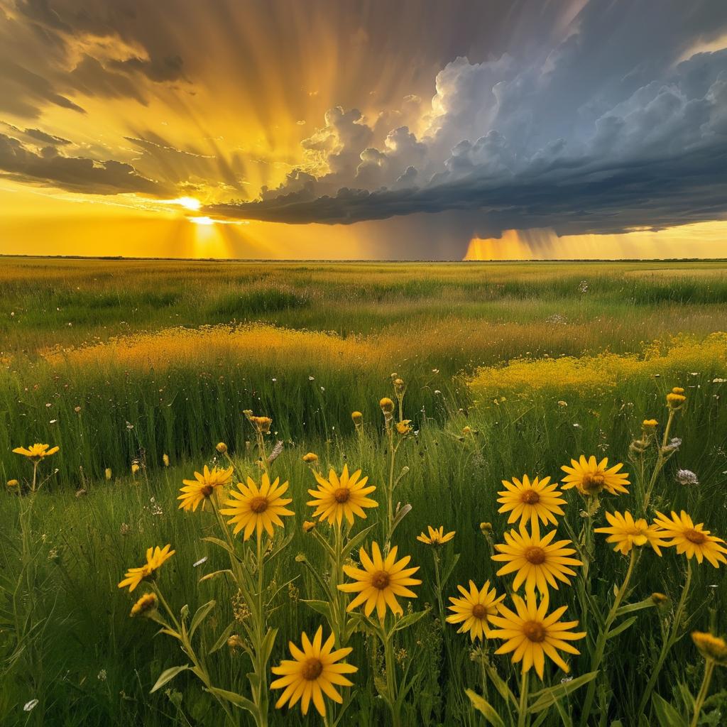 Stormy Prairie with Golden Glow