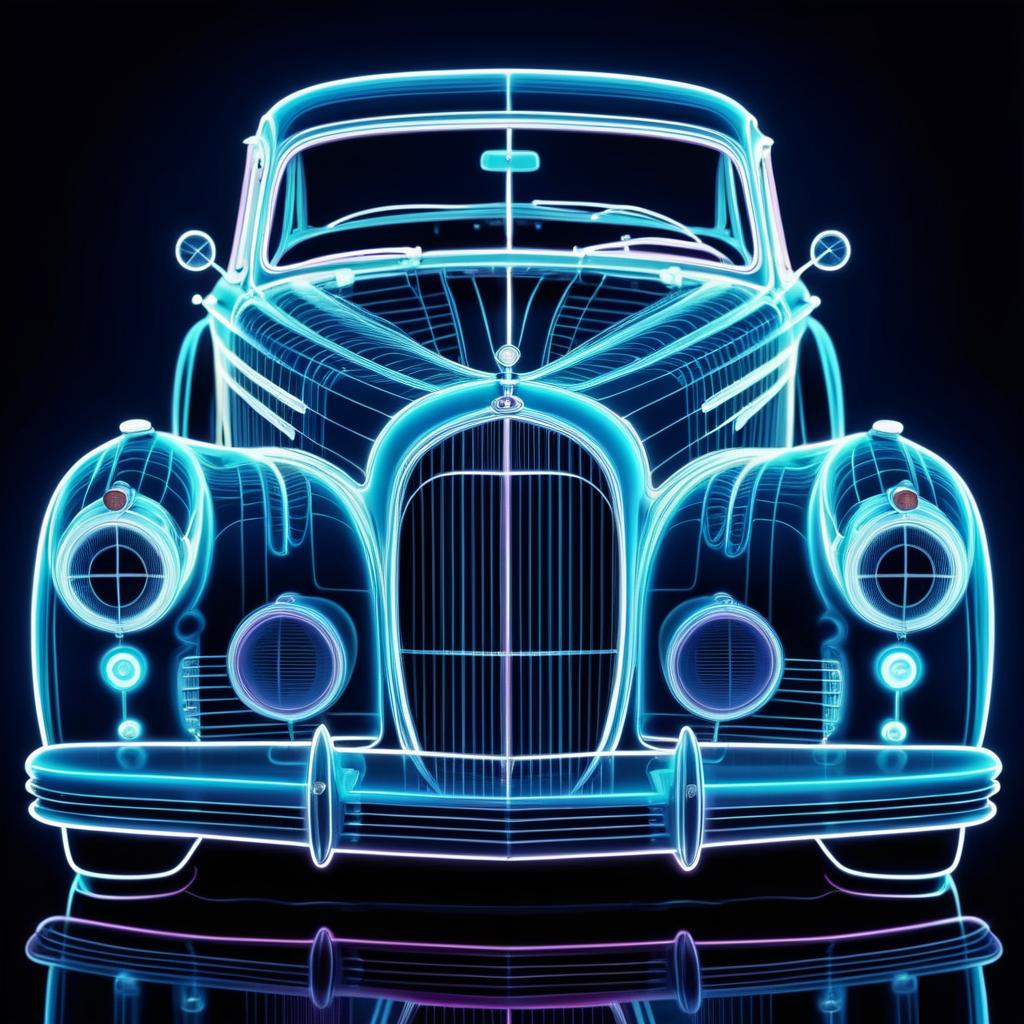 Neon X-Ray Vintage Car Art