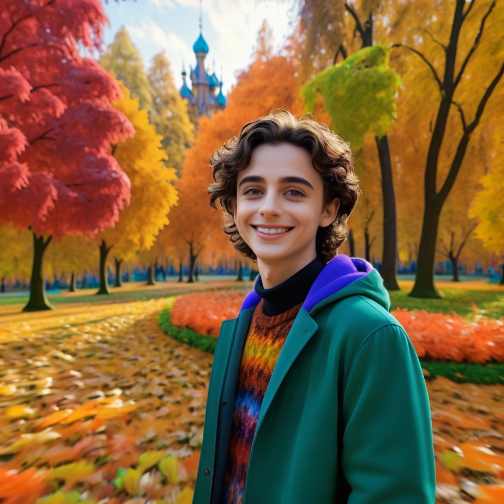 Eerie Timothee in Colorful Autumn Park