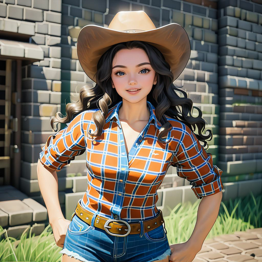 Dynamic 3D Rodeo Girl Illustration