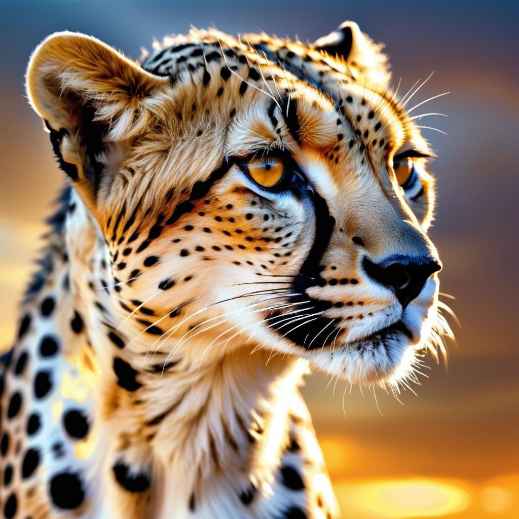 Futuristic Cheetah Huntress in Golden Hour