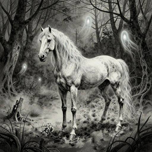 Gothic Phantom Horse in Misty Bog