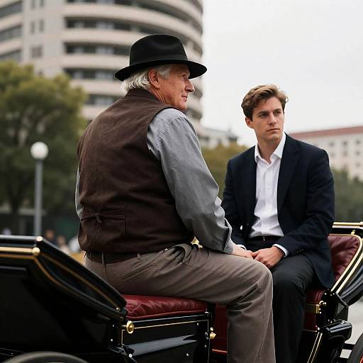 Two Men Sitting on a Carriage