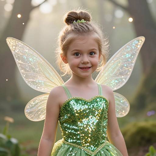 Photorealistic Young Girl in Tinkerbell Costume