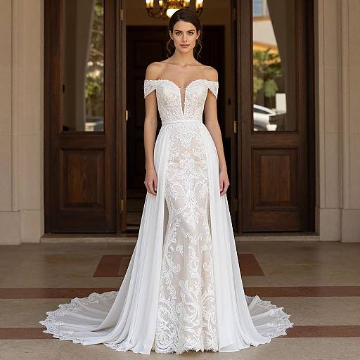 Elegant Bride in Lace Wedding Gown