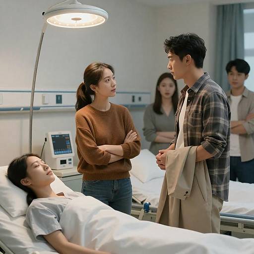 Candid Hospital Room Encounter Scene