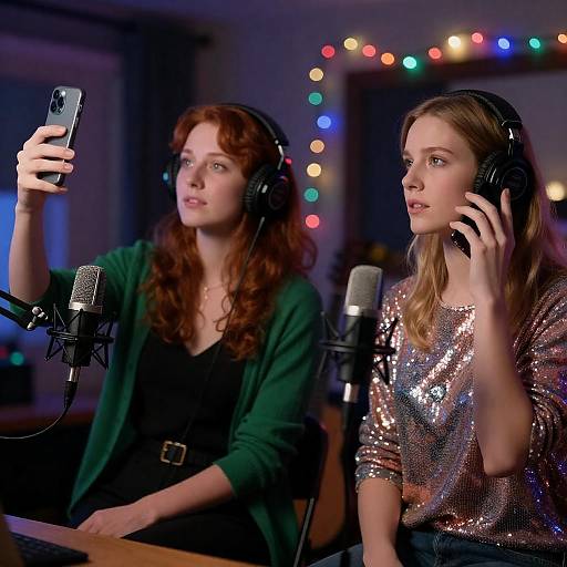 Intimate Moment: Women with Phones and Lights