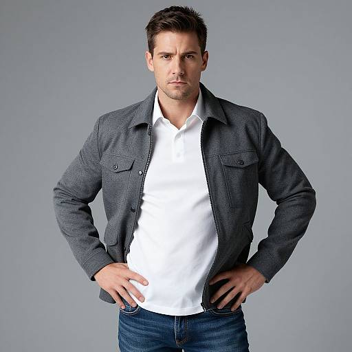 Serious Man in Casual Outfit