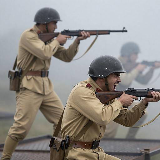 Dramatic Soldier Battle Scene Photography