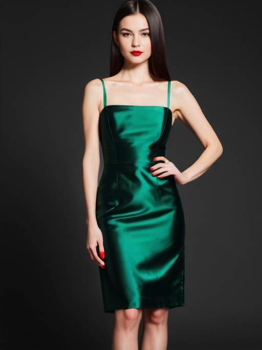Elegant Woman in Chic Emerald Dress