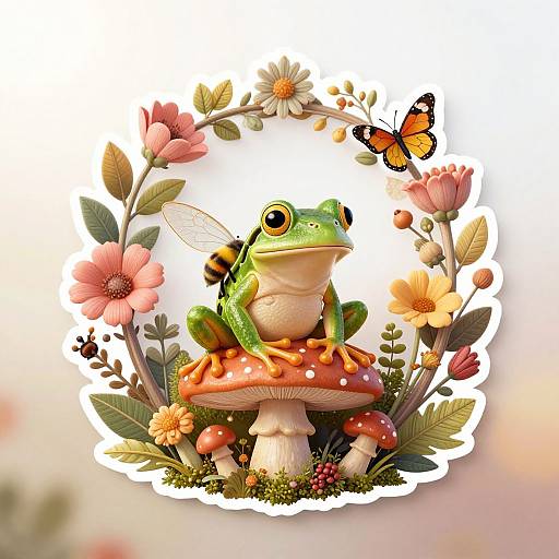 Hyper-Realistic Frog with Bumblebee Wings