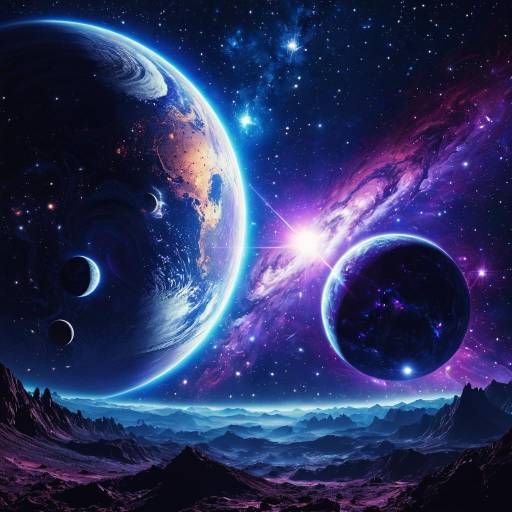 Cosmic Scene with Planets and Nebula