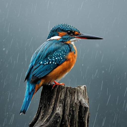Vibrant Kingfisher Close-Up on Stump