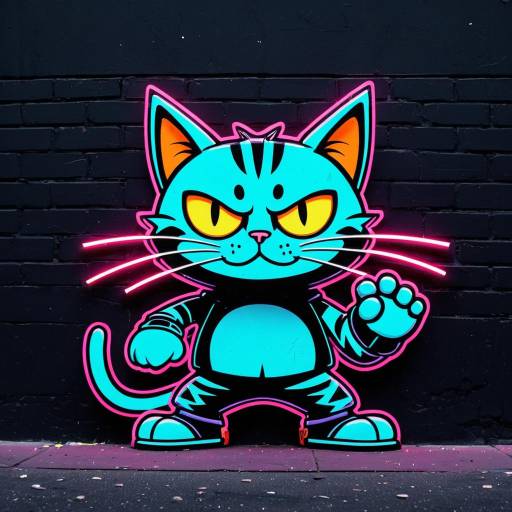 Neon Streetwise Cat Graffiti