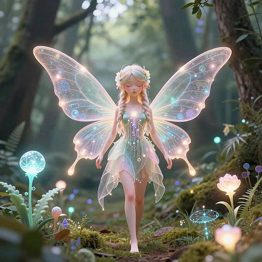 Whimsical Digital Fairy in Forest