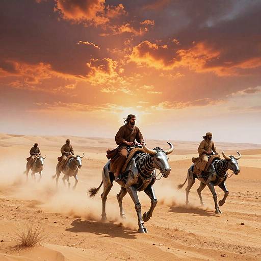 Nomadic Biomechanical Warriors in Desert