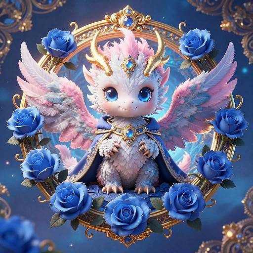 Chibi Gryphon in Gilded Medallion