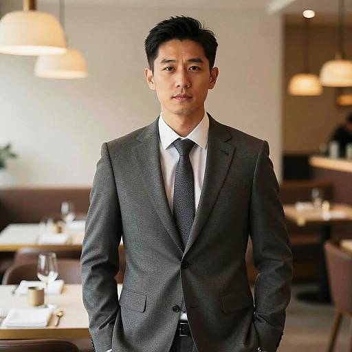 Man in Suit at Restaurant