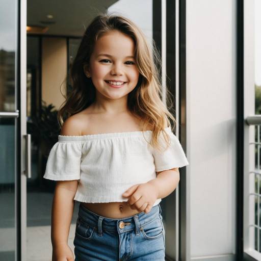 Smiling Toddler Girl in White Crop Top