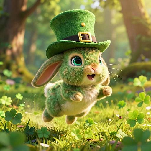 Dreamscape Golden-Hour Leprechaun Bunny Portrait