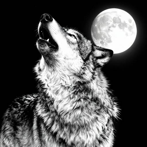 Majestic Wolf Howling Ink Illustration