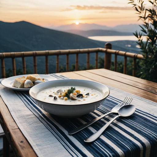 Clam Chowder at Mountain Sunset