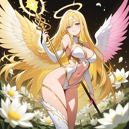 Delicate Angelic Beauty with Floral Wings